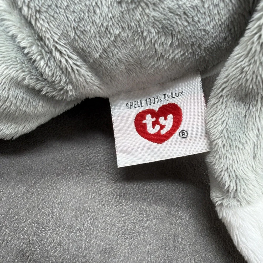 TY Pluffies PURSLEY Gray Cat Sewn Stitched Eyes Plush Stuffed Kitty